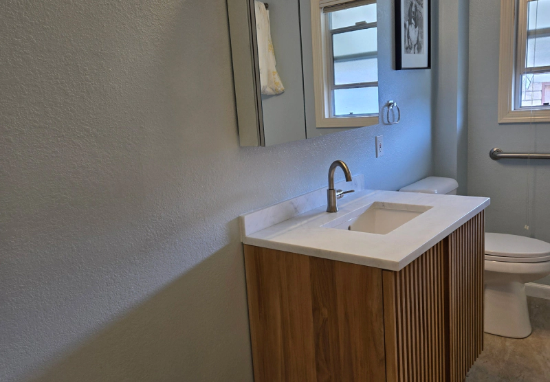 remodeled bathroom with custom vanity top